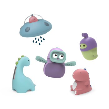 Arolo Wind Up Dino Squeeze Squirt Eco Friendly Toy Set Kids Baby Bath Toys With Water Thermometer