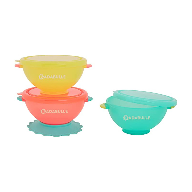 Badabulle 2 In 1 Bowl & Containers With Lid Set Of 3 Multicolors