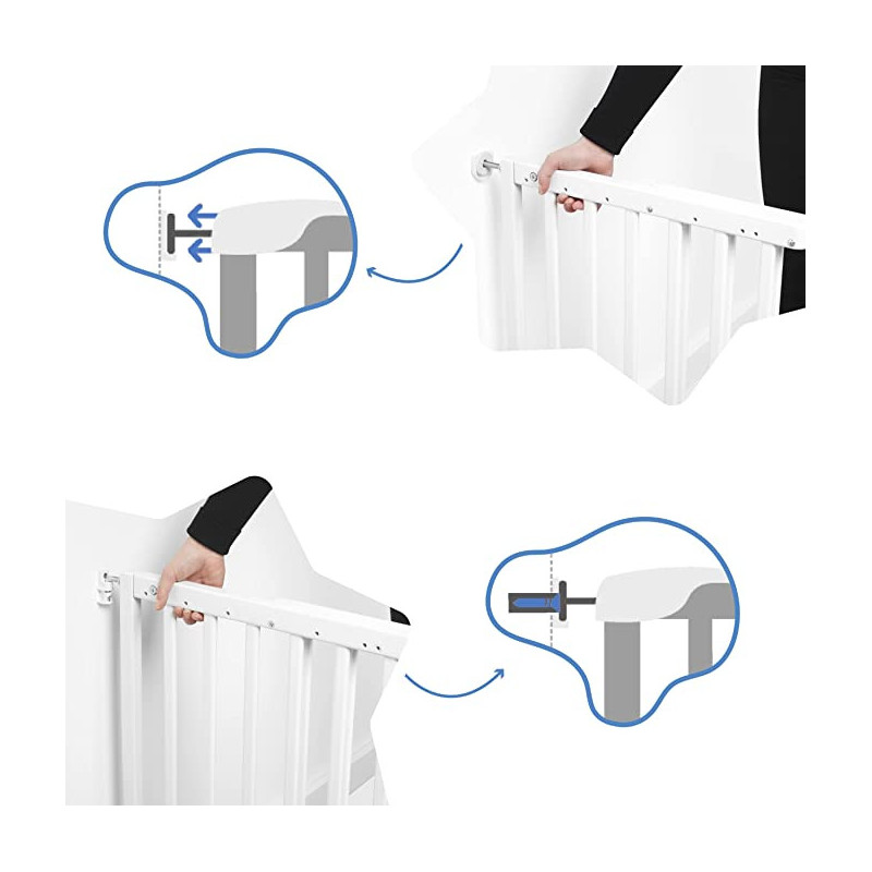 Badabulle Deco Pop Wooden Extending Safety Gate 63 To 106Cm Wide Pressure Fit Or Screw Mounted White