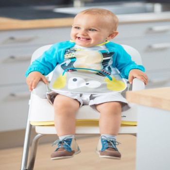 Badabulle Long Sleeves Bib Blue Deer Dual Fabric Towelling Sleeves & Pvc Centre