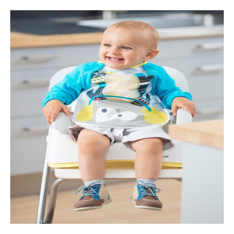 Badabulle Long Sleeves Bib Blue Deer Dual Fabric Towelling Sleeves & Pvc Centre