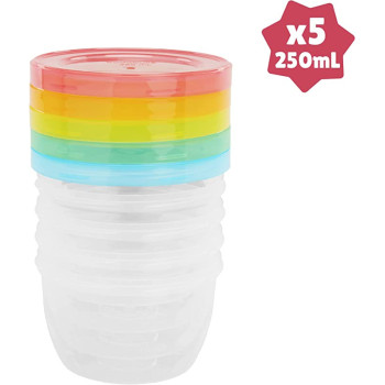 Badabulle Baby Bowls With Lid Food Storage Containers 5 X 250Ml