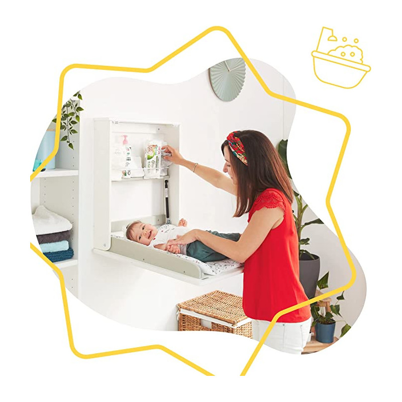Badabulle Wall Mounted Changing Table With Changing Mat 65.5 X 77 X 19.5 Cm