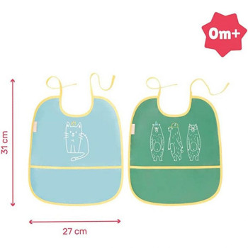 Badabulle Set Of 2 Soft Bibs Waterproof With Recuperator