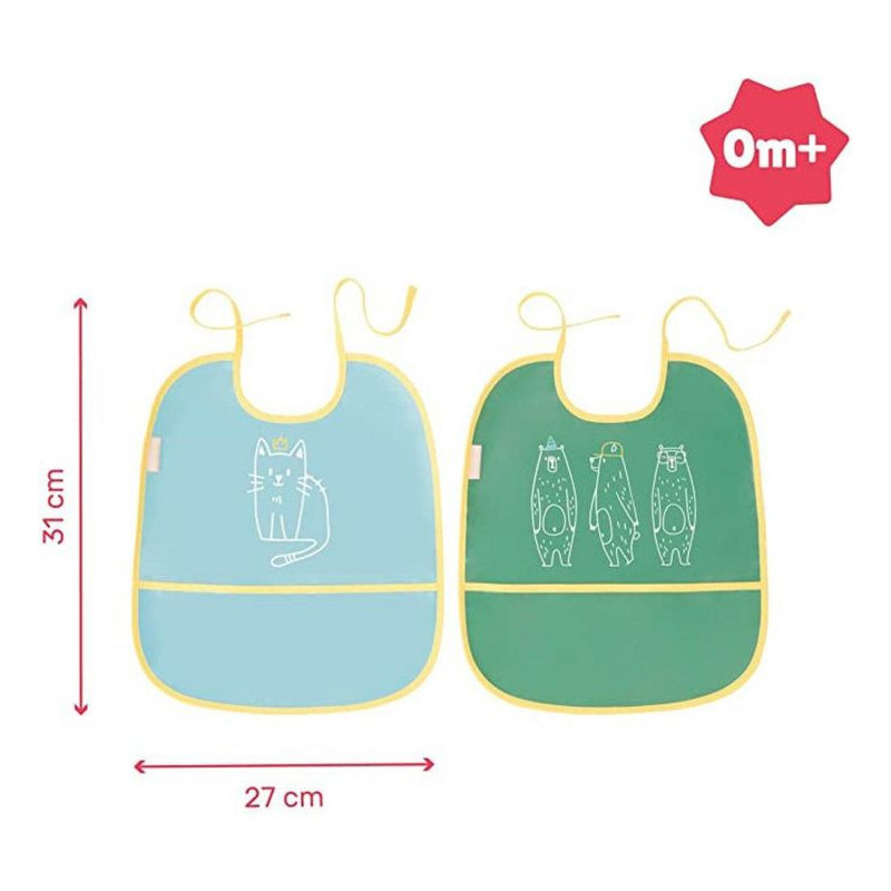 Badabulle Set Of 2 Soft Bibs Waterproof With Recuperator