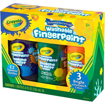 Crayola 3 Count Washable Fingerpaint Bright Colors, 236ml