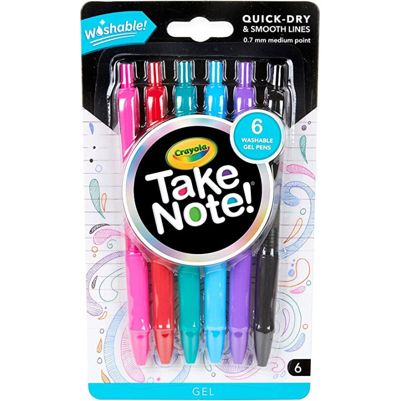 Crayola 6 Ct. Take Note! Washable Gel Pens