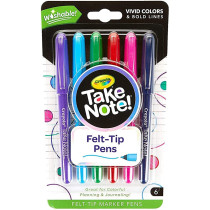 Take Note Washable Felt Tip Pens 6 Count