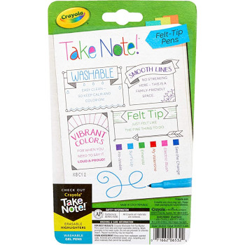 Take Note Washable Felt Tip Pens 6 Count