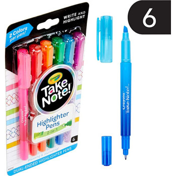6 Ct. Take Note! Write & Highlight Pens