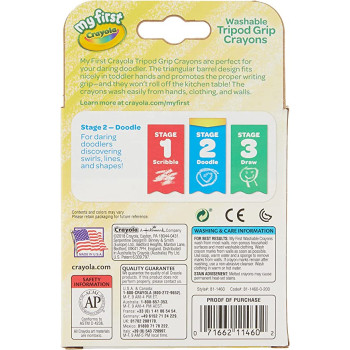 8 Ct. My First Crayola Washable Tripod Grip Crayons Stage 2