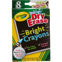 8 Ct. Dryerase Crayons Brights Large Size
