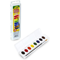 Crayola 8 Semimoist Oval Watercolor Pans 1 Taklon Brush