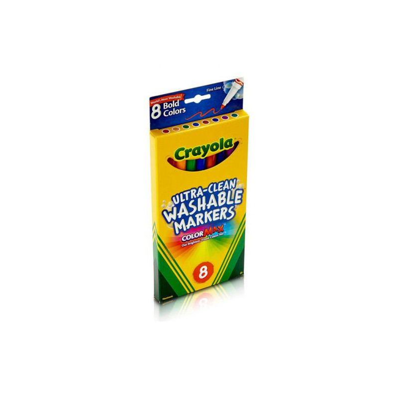 Crayola Ultraclean Washable Fine Line Markers Bold Colors 8 Ct. Color Max Markers