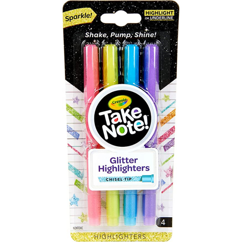 Crayola Take Note Glitter Highlighters 4 Count