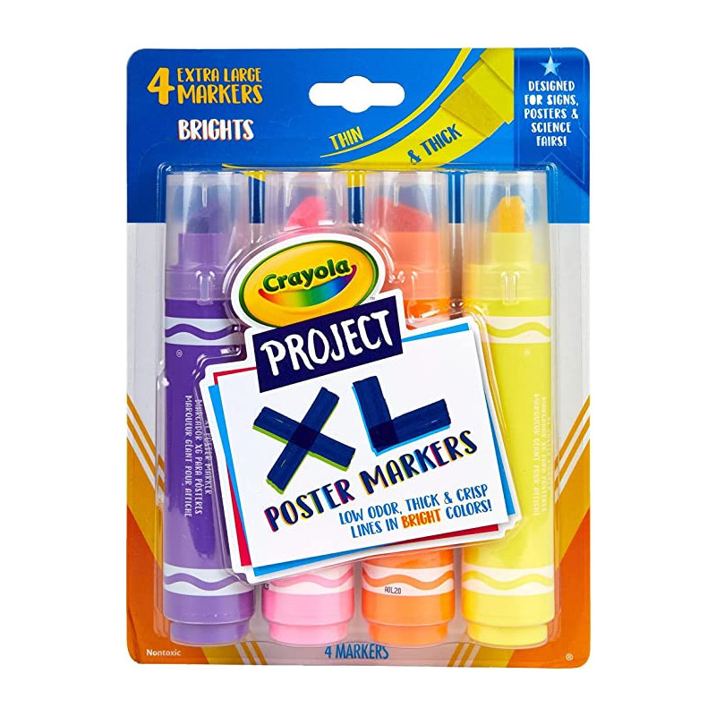 Crayola Xl Poster Markers Bright Colors 4 Count