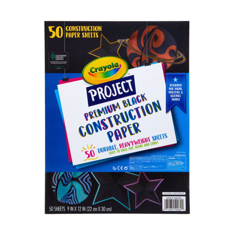 Crayola Project Premium Black Construction Paper 50 Sheets