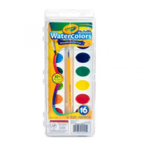 Crayola Washable Watercolors Pans With Plastic Handled Brush 16 Count