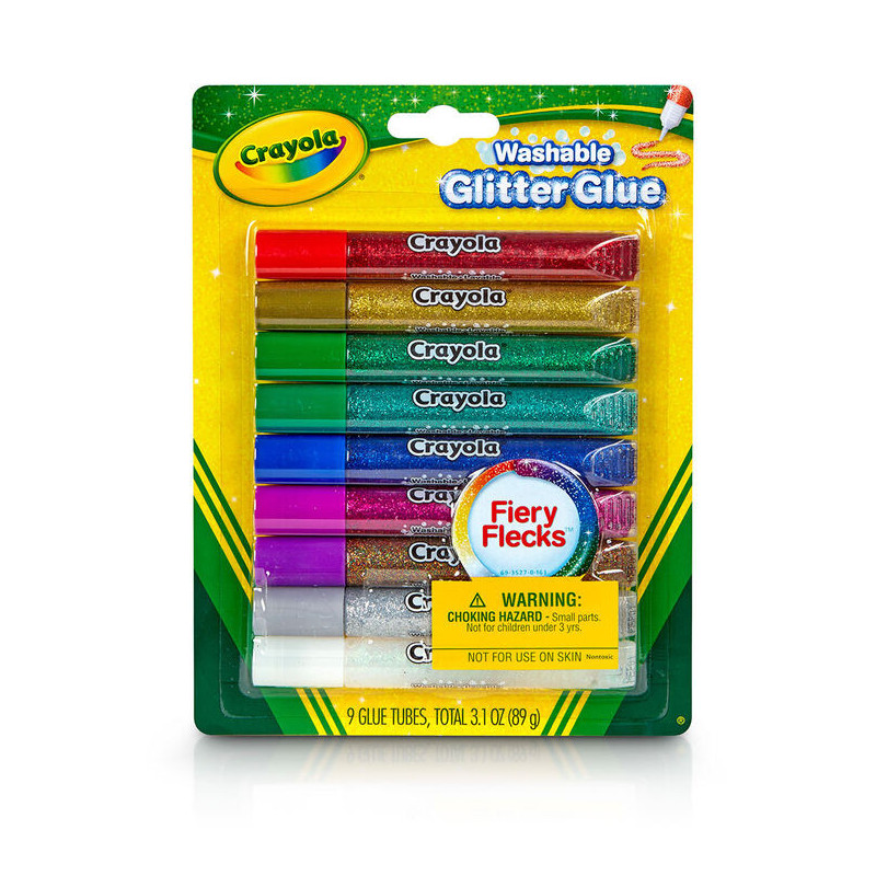 Crayola Bold Washable Glitter Glue 9 Ct. Fiery Flecks