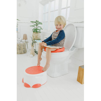 Baby Potty Trainer With Detachable Toilet Seat And Step Stool Coral