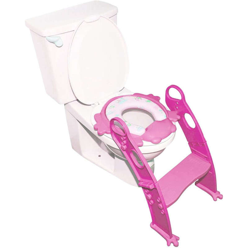 With potty seat training toddlers could climb up and use toilet independently. This toilet ladder seat is suitable for most kids. Compatible with all standard adult toilets as trainer ring. Can fold competely when not in use. Anti-Slip floor pads giv