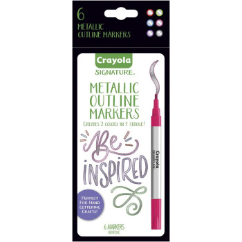 Crayola Signature Metallic Outline Paint Markers, 6 Count