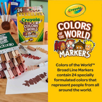 Crayola Colors Of The World Fine Line Washable Skin Tone Markers, 24 Count