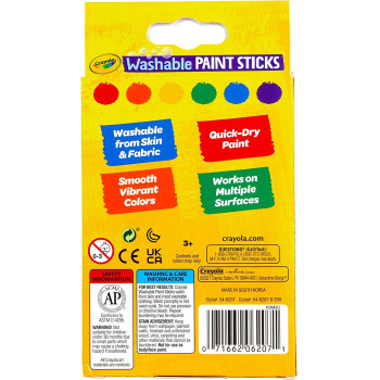 Crayola Washable Paint Sticks, Kids Paint Set, 6 Count