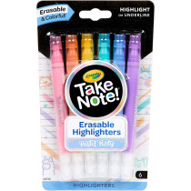 Crayola 6 Ct. Take Note! Erasable Highlighters, Pastel Party
