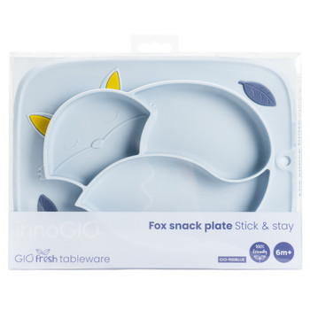 Innogio Fox Toddler Plate For Baby Dishwasher Safe Blue