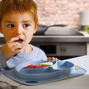 Innogio Fox Toddler Plate For Baby Dishwasher Safe Blue