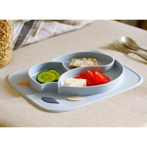 Innogio Fox Toddler Plate For Baby Dishwasher Safe Blue