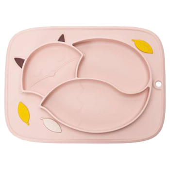 Innogio Fox Toddler Plate For Baby Dishwasher Safe Pink