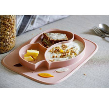Innogio Fox Toddler Plate For Baby Dishwasher Safe Pink