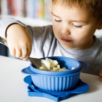 Innogio Owl Infant And Toddler Bowl With Lid Dishwasher And Microwave Safe Blue