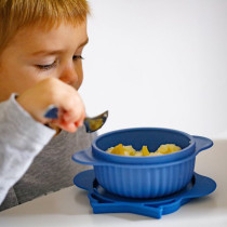 Innogio Owl Infant And Toddler Bowl With Lid Dishwasher And Microwave Safe Blue