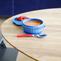 Innogio Owl Infant And Toddler Bowl With Lid Dishwasher And Microwave Safe Blue