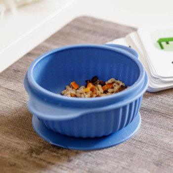 Innogio Owl Infant And Toddler Bowl With Lid Dishwasher And Microwave Safe Blue