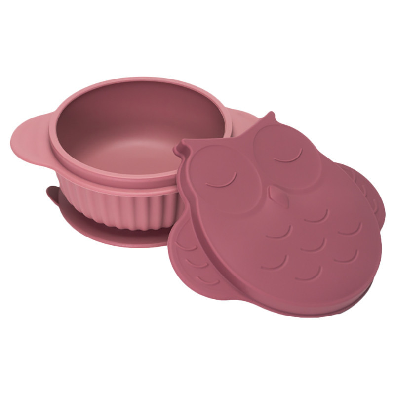 Innogio Owl Infant And Toddler Bowl With Lid Dishwasher And Microwave Safe Pink