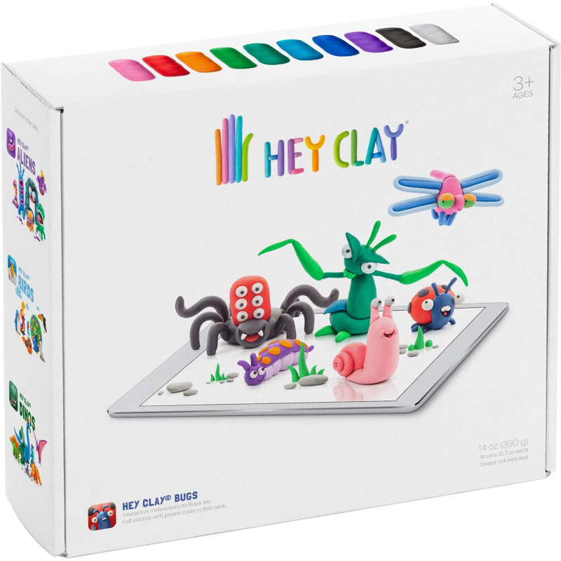Hey Clay Bugs Colorful Kids Modeling Air Dry Clay 18 Cans With Fun Interactive App