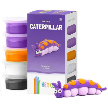 Hey Clay Caterpillar Colorful Kids Modeling Air Dry Clay 5 Cans
