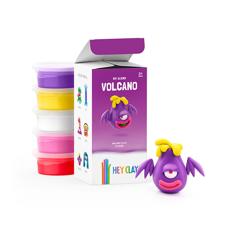 Hey Clay Volcano Colorful Kids Modeling Airdry Clay 5 Cans