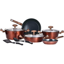 Bergner Blaze 10 Pcs Cookware Set, Forged Aluminum, Induction Base, Copper Colour
