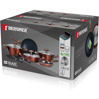 Bergner Blaze 10 Pcs Cookware Set, Forged Aluminum, Induction Base, Copper Colour