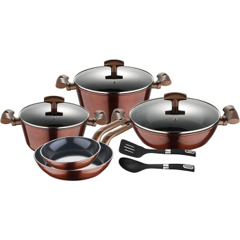 Bergner Blaze 10 Pcs Cookware Set, Forged Aluminum, Induction Base, Copper Colour