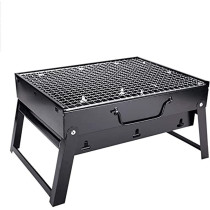 Toshonics Stainless Steel Folding BBQ Charcoal Grill Black 43x29x24centimeter