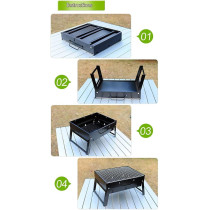 Toshonics Stainless Steel Folding BBQ Charcoal Grill Black 43x29x24centimeter