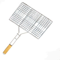 Grill Rack With Wooden Handle SilverBeige 35x23centimeter