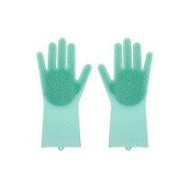 Generic Silicone Dish Washing Scrubber Gloves Rose