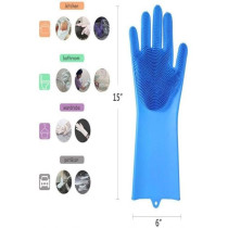 Generic Heat Resistant Silicone Gloves Blue 15x6inch